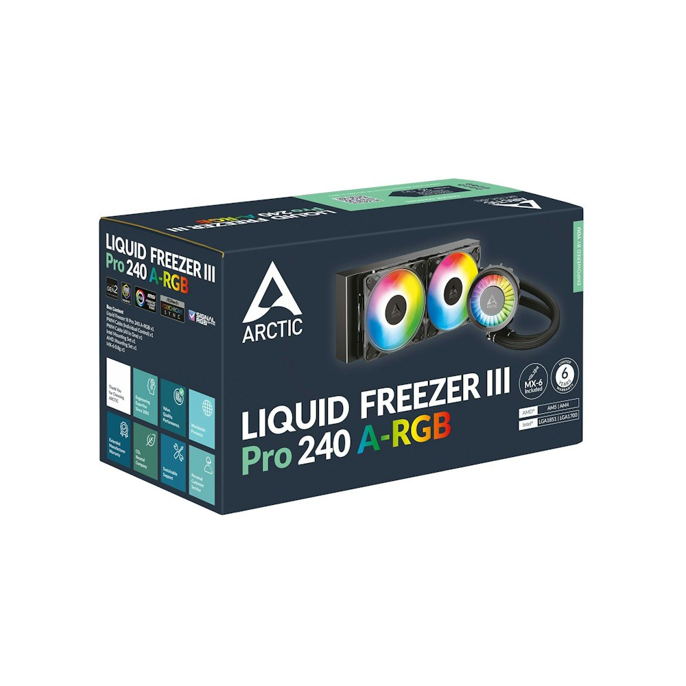 A large main feature product image of ARCTIC Liquid Freezer III Pro 240mm ARGB AIO Liquid CPU Cooler (Black)