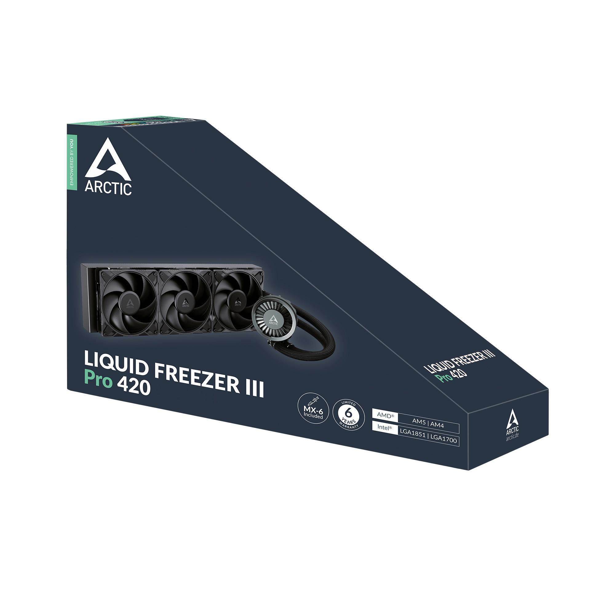 A large main feature product image of ARCTIC Liquid Freezer III Pro 420mm AIO Liquid CPU Cooler (Black)