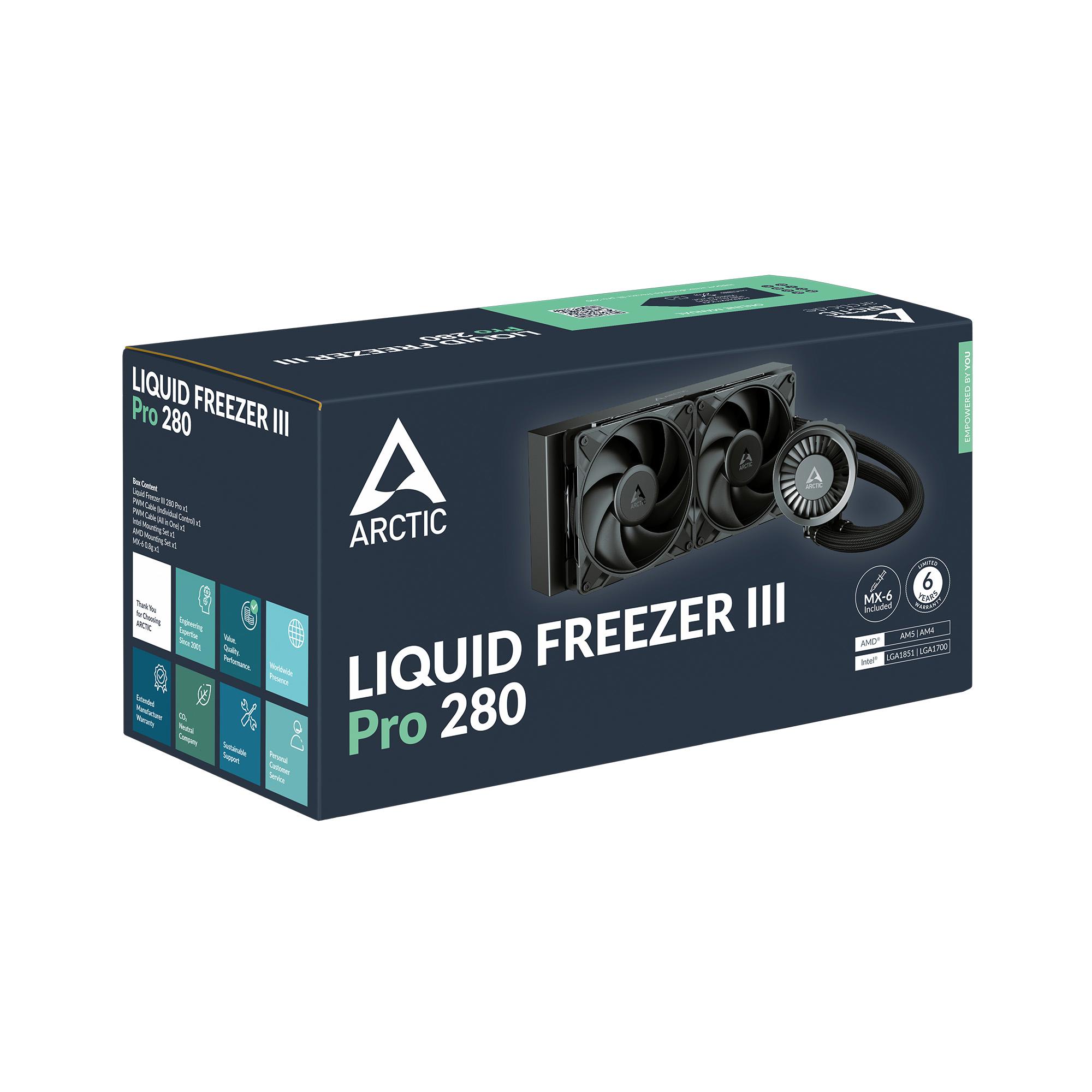 A large main feature product image of ARCTIC Liquid Freezer III Pro 280mm AIO Liquid CPU Cooler (Black)
