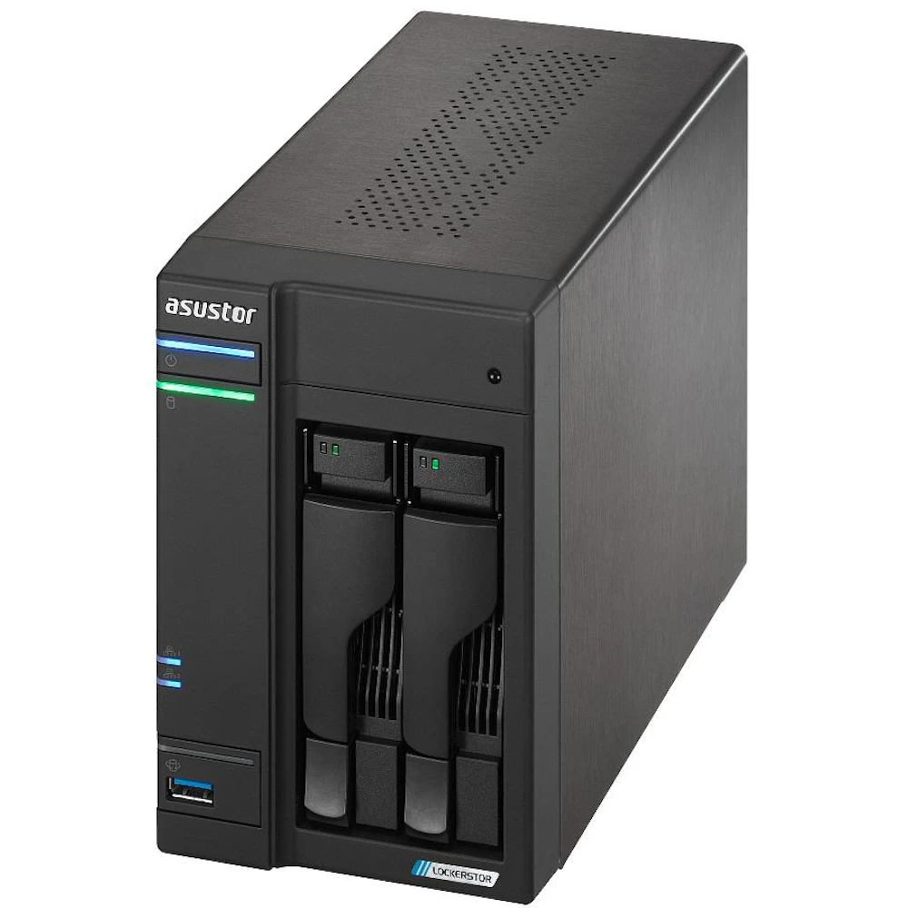 Asustor Lockerstor Gen2 Tower 2-Bay NAS - 2.0GHz Quad-Core, 4GB RAM, Dual 2.5GbE