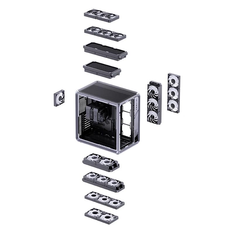 A large main feature product image of Jonsplus BO400 Mid Tower Dual-Chamber Aluminium Frame Case (Grey)