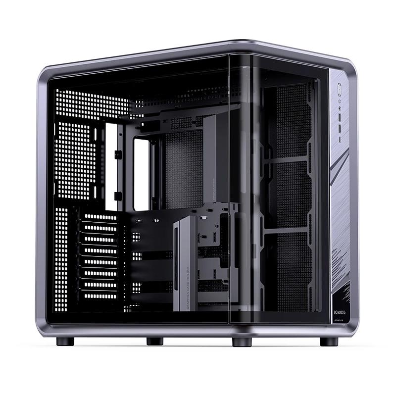 A large main feature product image of Jonsplus BO400CG Curved Glass Mid Tower Dual-Chamber Aluminium Frame Case (Grey)