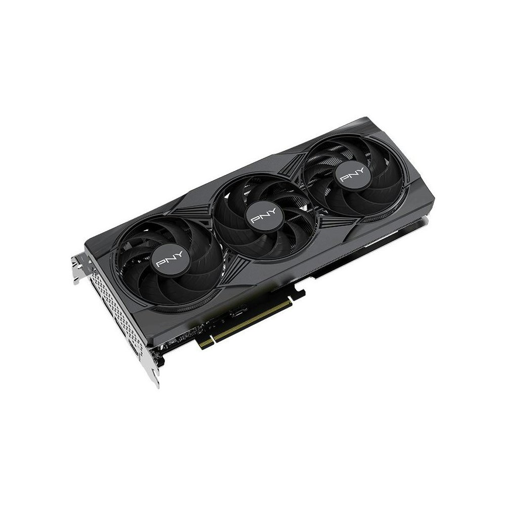A large main feature product image of PNY GeForce RTX 5060 ARGB OC Triple Fan 8GB GDDR7