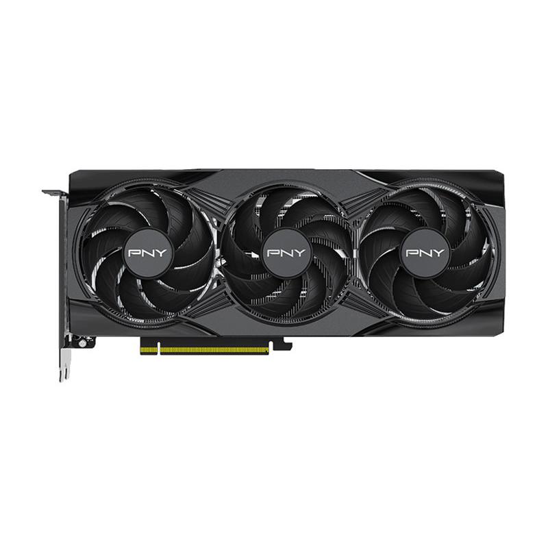 A large main feature product image of PNY GeForce RTX 5060 ARGB OC Triple Fan 8GB GDDR7