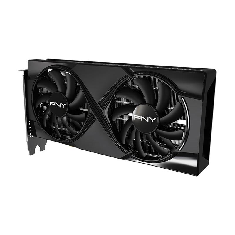 A large main feature product image of PNY GeForce RTX 5060 Ti Dual OC 16GB GDDR7