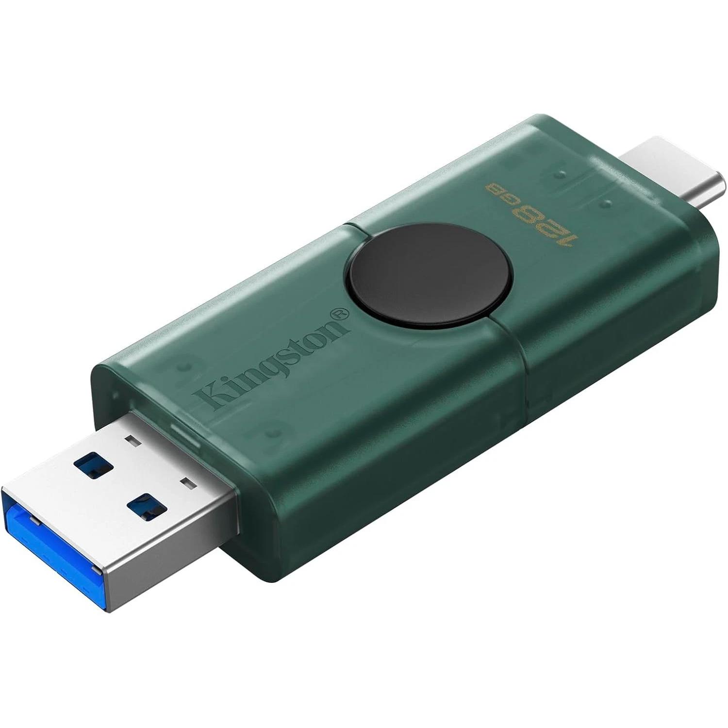 A large main feature product image of Kingston DataTraveler Duo 128GB USB 3.2 Gen1 Type-C/A Flash Drive