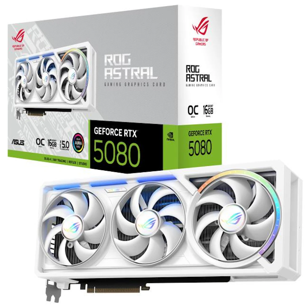 ASUS GeForce RTX 5080 ROG Astral Gaming OC 16GB GDDR7 (White)