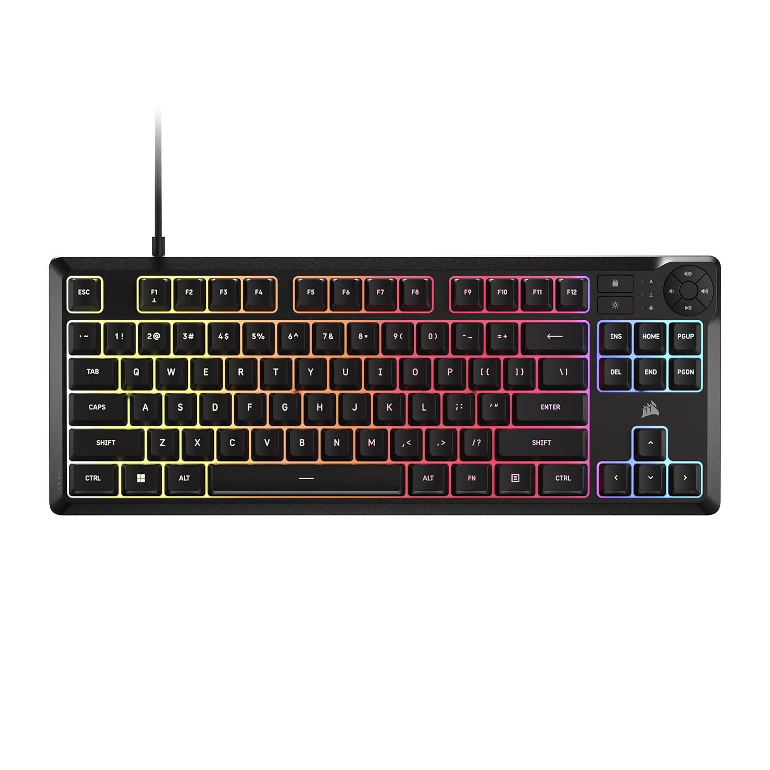 A large main feature product image of Corsair K55 CORE TKL RGB Gaming Keyboard (Black)