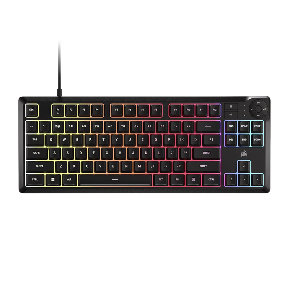 A large main feature product image of Corsair K55 CORE TKL RGB Gaming Keyboard (Black)