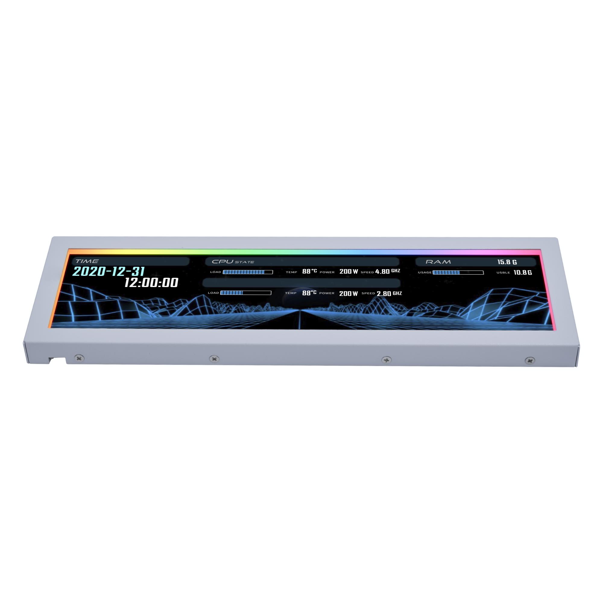 A large main feature product image of Lian Li 8.8" Universal LCD Screen (White)