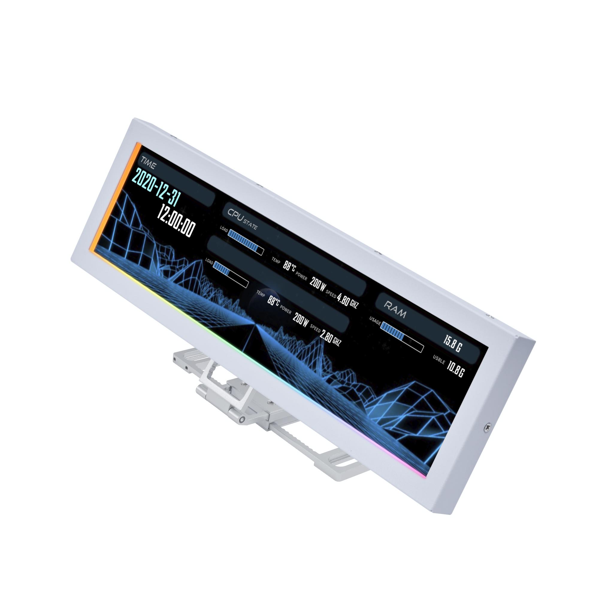 A large main feature product image of Lian Li 8.8" Universal LCD Screen (White)