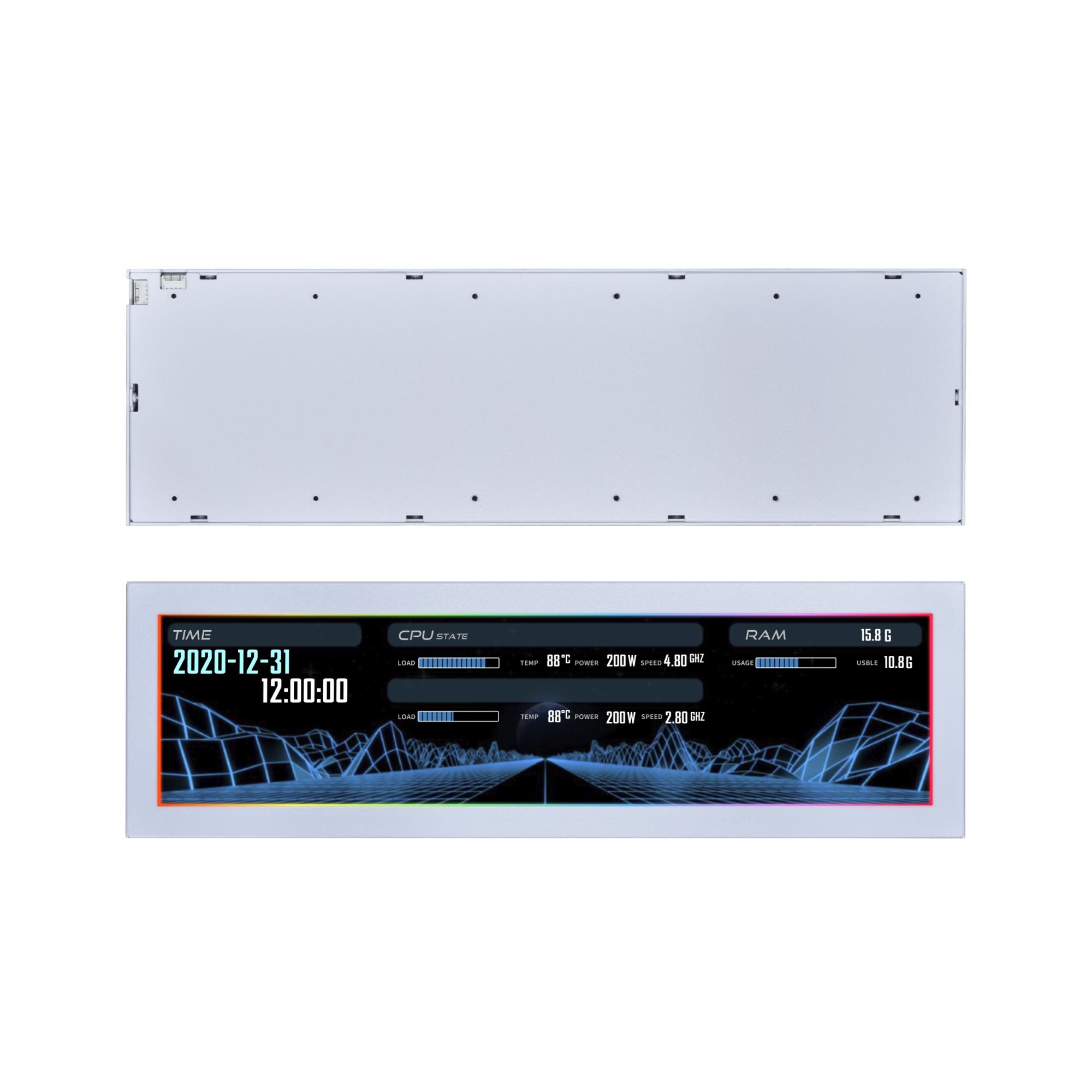 A large main feature product image of Lian Li 8.8" Universal LCD Screen (White)