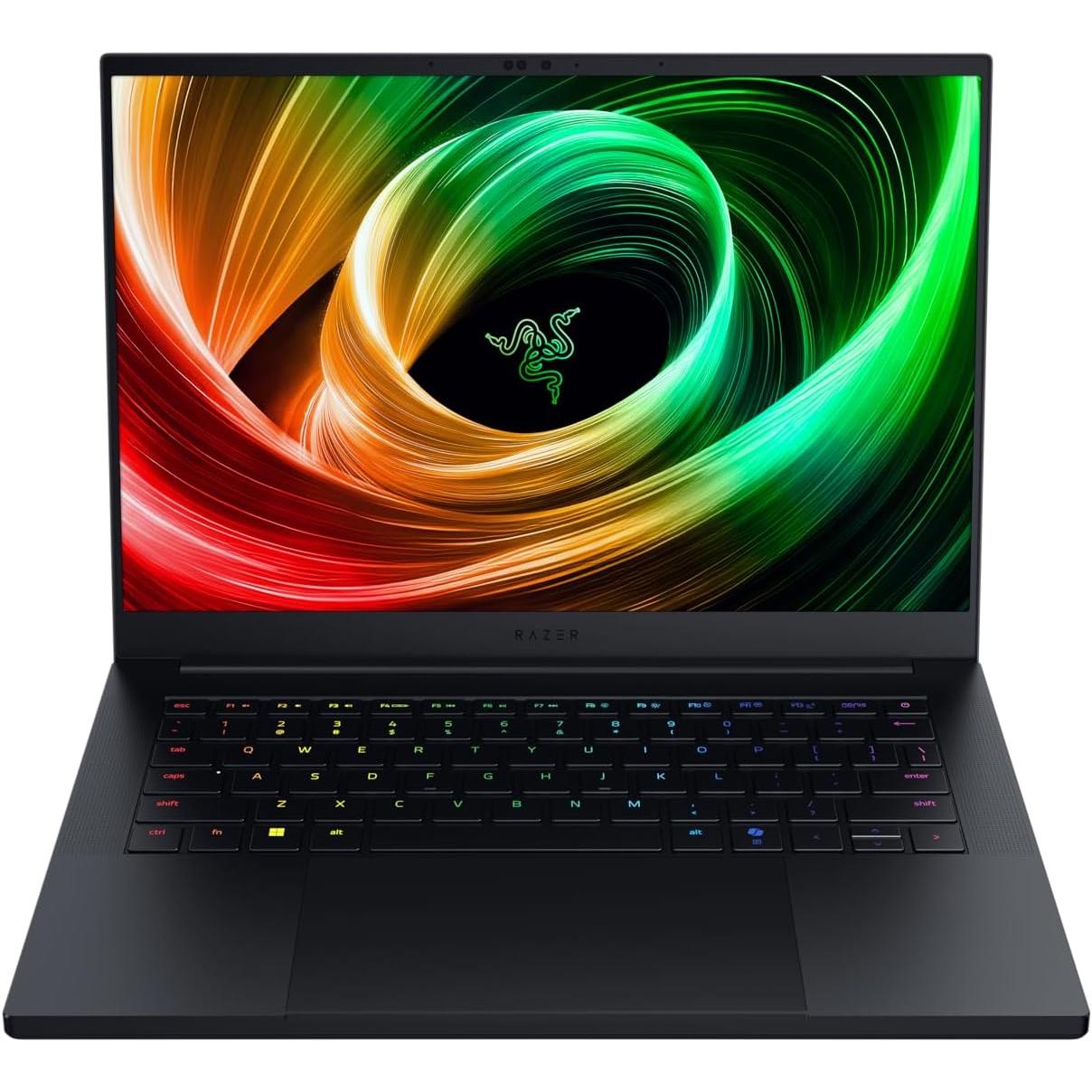 A large main feature product image of Razer Blade 14 (2025) - 14" 3K 120Hz OLED, Ryzen AI 9 365, RTX 5070, 64GB/2TB - Win 11 Gaming Notebook
