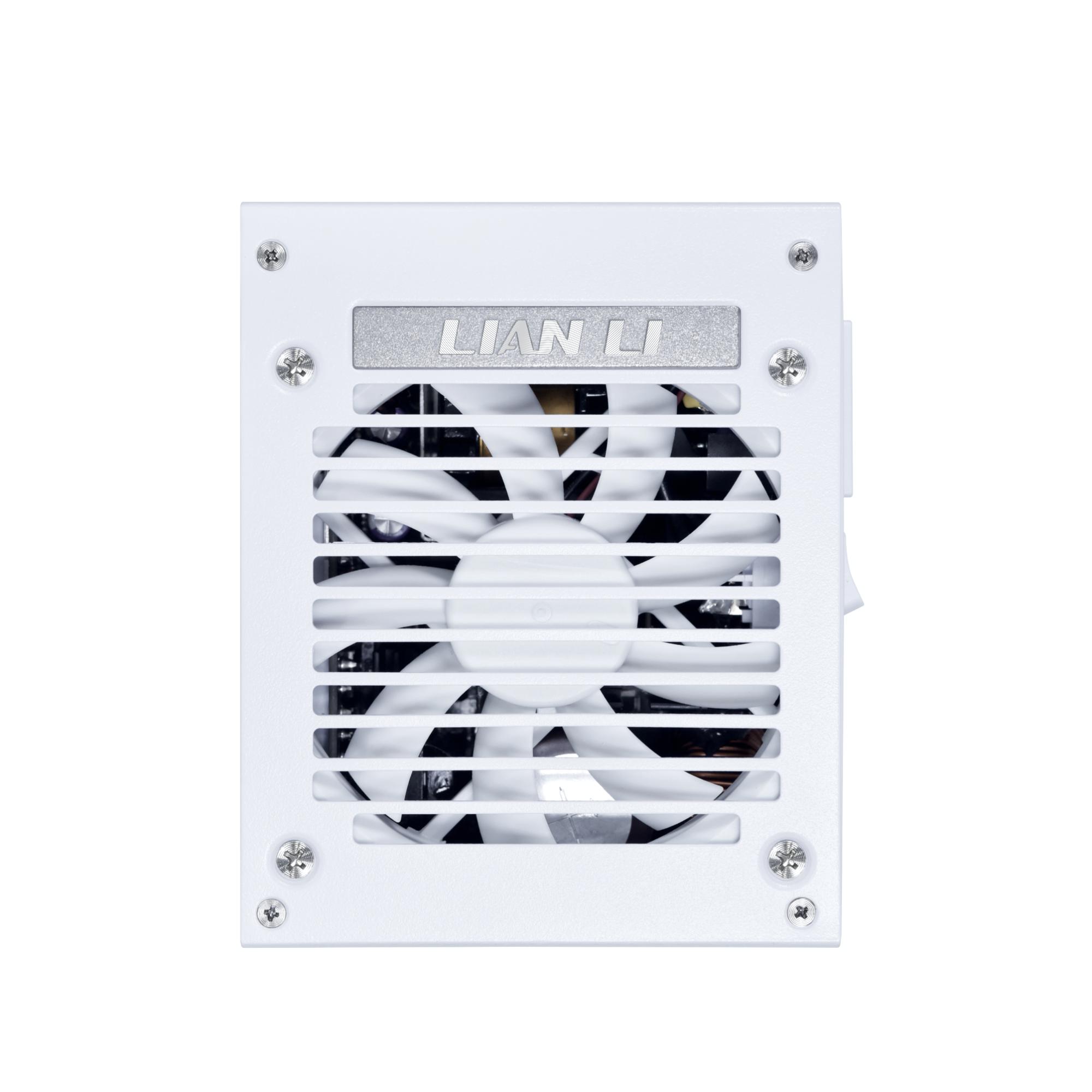 A large main feature product image of Lian Li SP 750W V2 Gold PCIe 5.1 ATX 3.1 SFX Modular PSU (White)