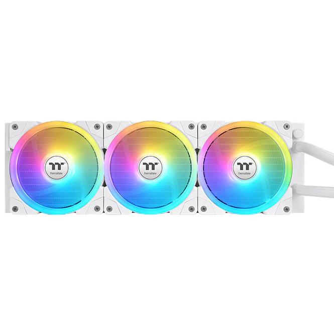 A large main feature product image of Thermaltake MAGFloe 420 Ultra ARGB AIO Liquid CPU Cooler - White