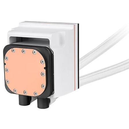 A large main feature product image of Thermaltake MAGFloe 420 Ultra ARGB AIO Liquid CPU Cooler - White