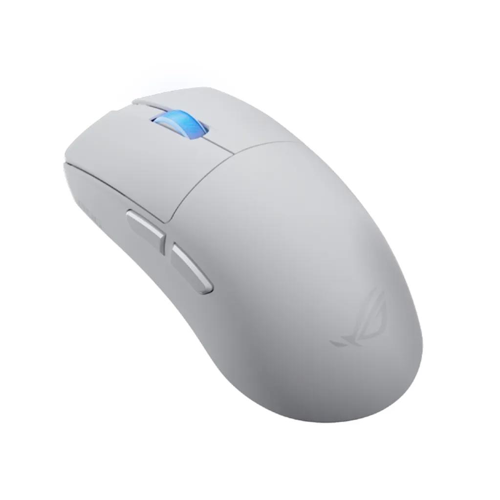 A large main feature product image of ASUS ROG Harpe II Ace 48g Gaming Mouse - White