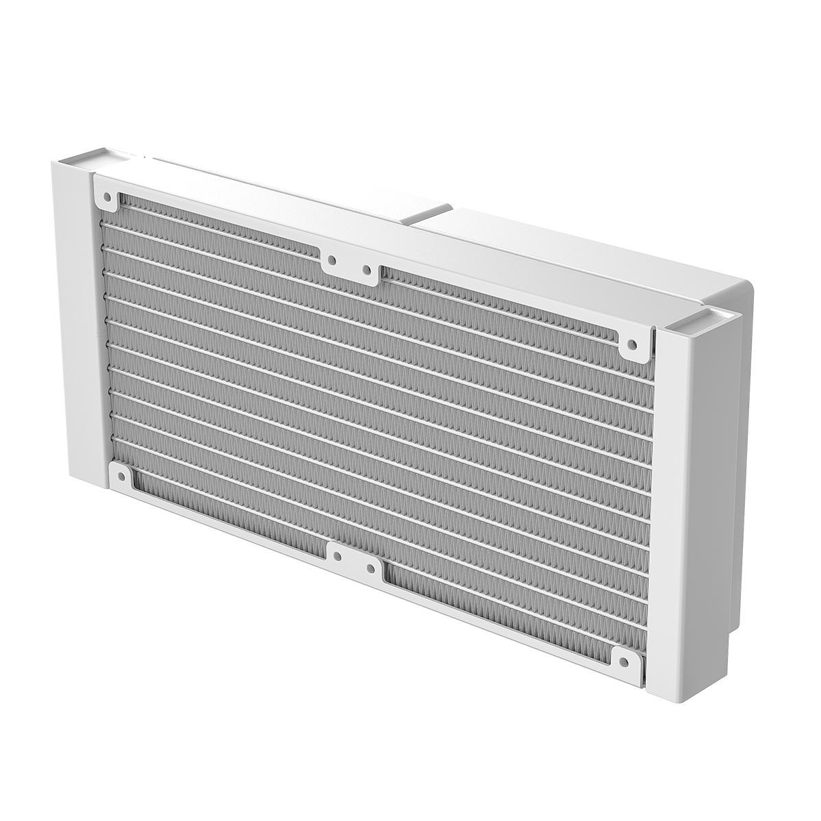 A large main feature product image of ID-COOLING FX240 LCD 240mm ARGB AIO Liquid CPU Cooler (White)