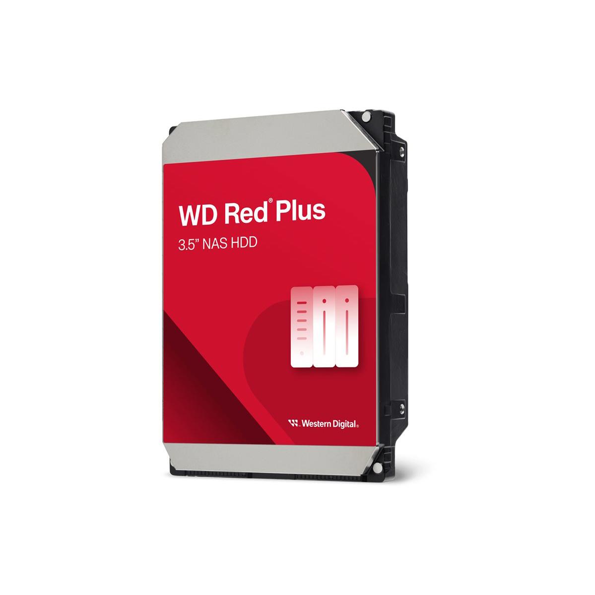 A large main feature product image of WD Red Plus 3.5" NAS HDD - 12TB 512MB