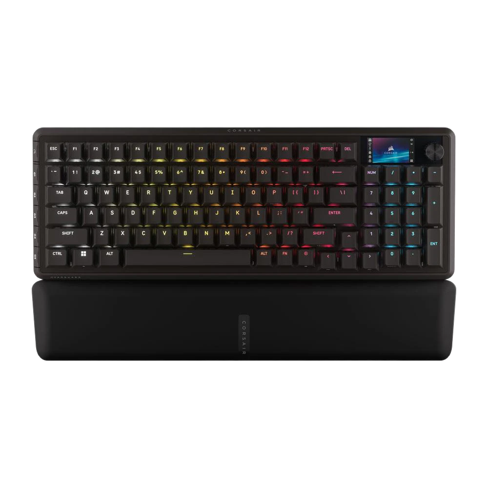 A large main feature product image of Corsair VANGUARD 96 MLX RGB Mechanical Gaming Keyboard - Black (MLX Plasma)
