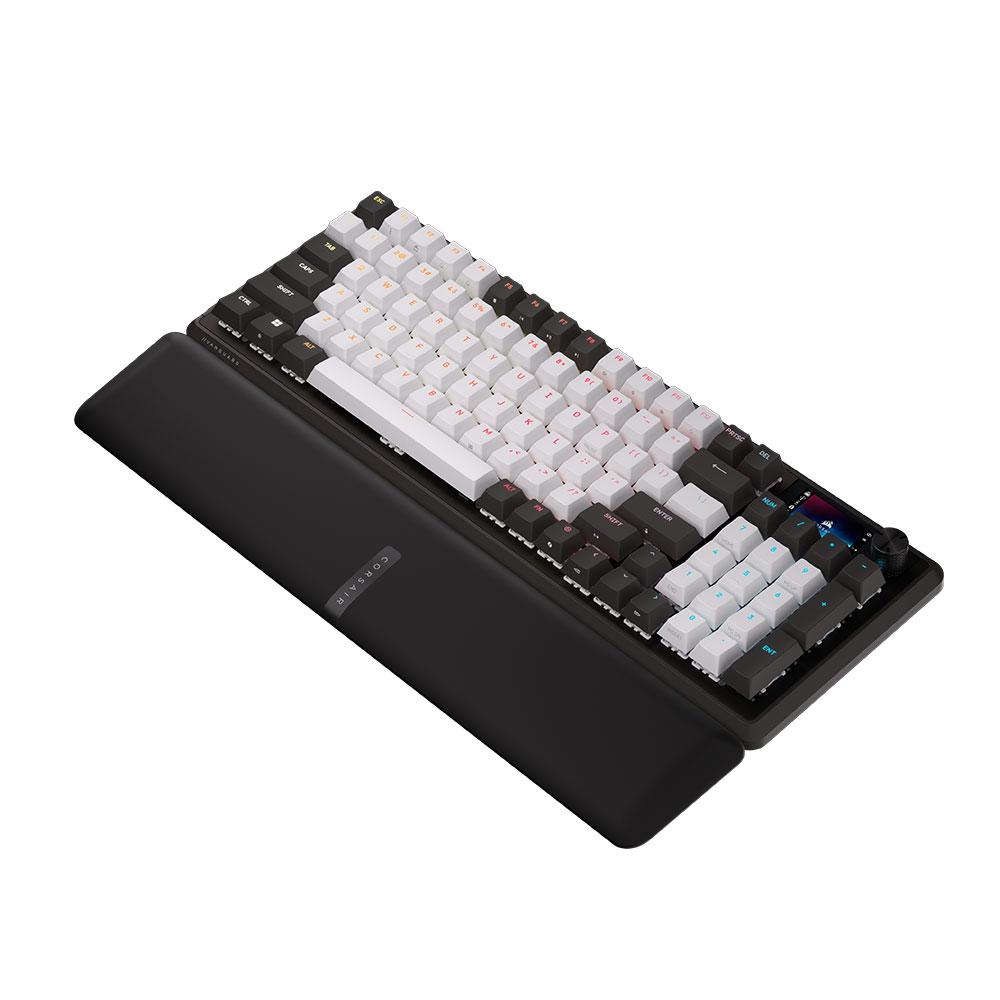 A large main feature product image of Corsair VANGUARD 96 MLX RGB Mechanical Gaming Keyboard - Black/White (MLX Pulse)