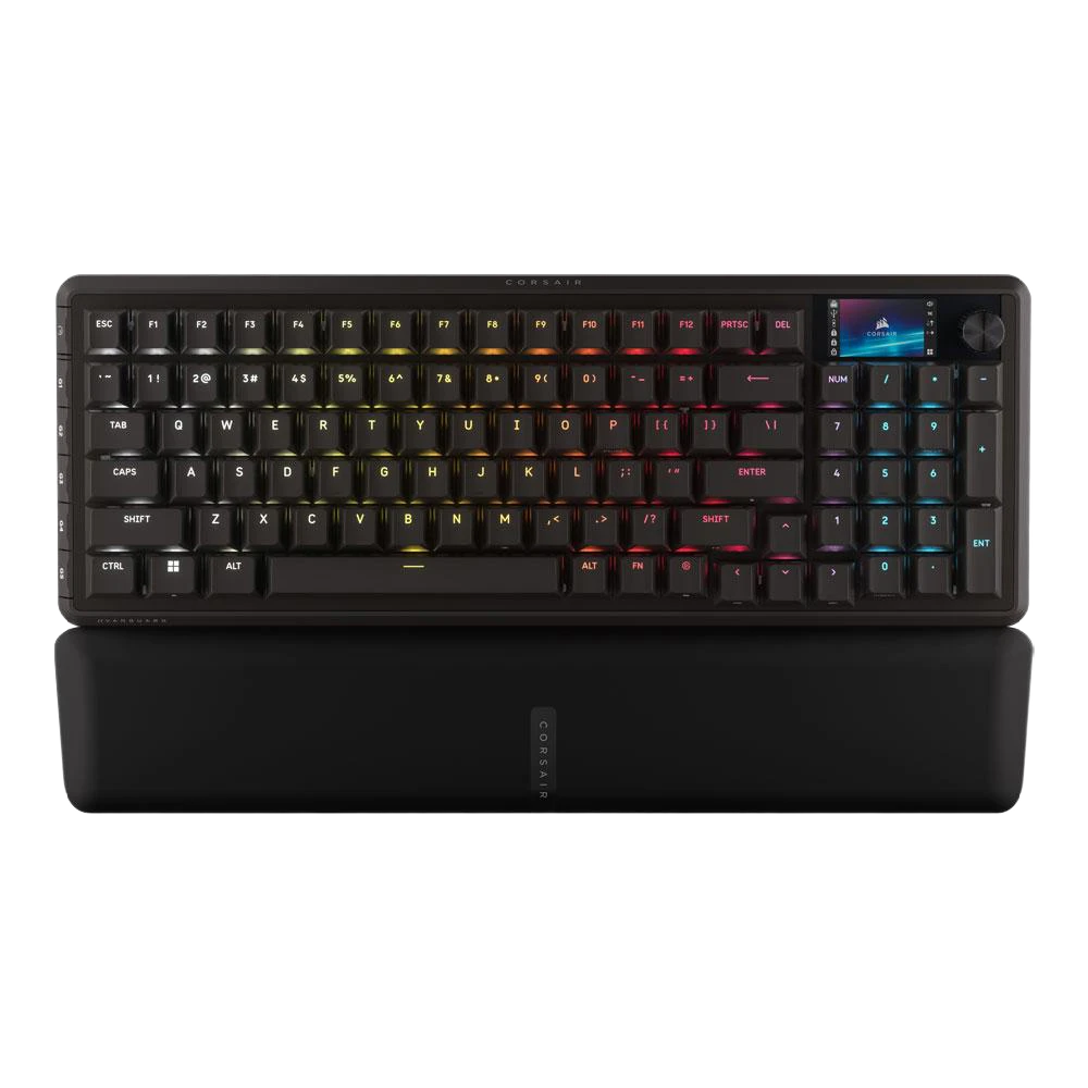 A large main feature product image of Corsair VANGUARD PRO 96 MGX RGB Mechanical Gaming Keyboard - Black (MGX Hyperdrive)