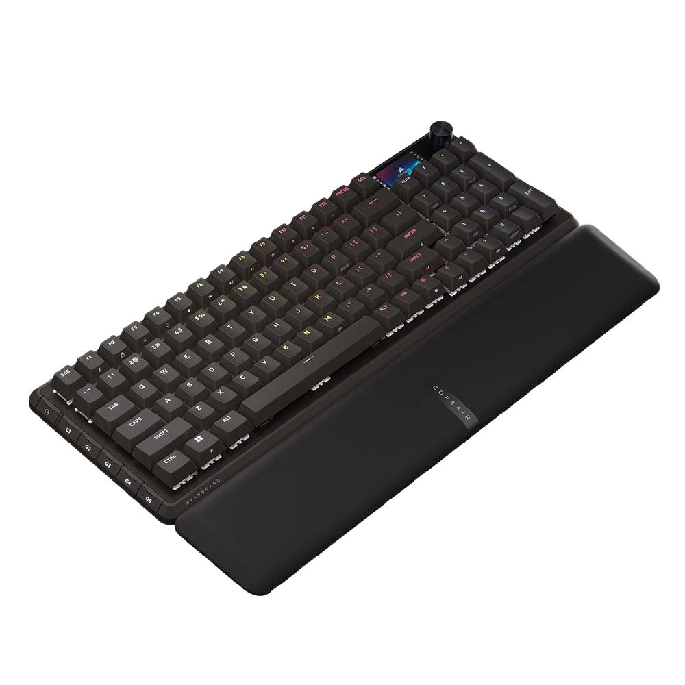 A large main feature product image of Corsair VANGUARD PRO 96 MGX RGB Mechanical Gaming Keyboard - Black (MGX Hyperdrive)