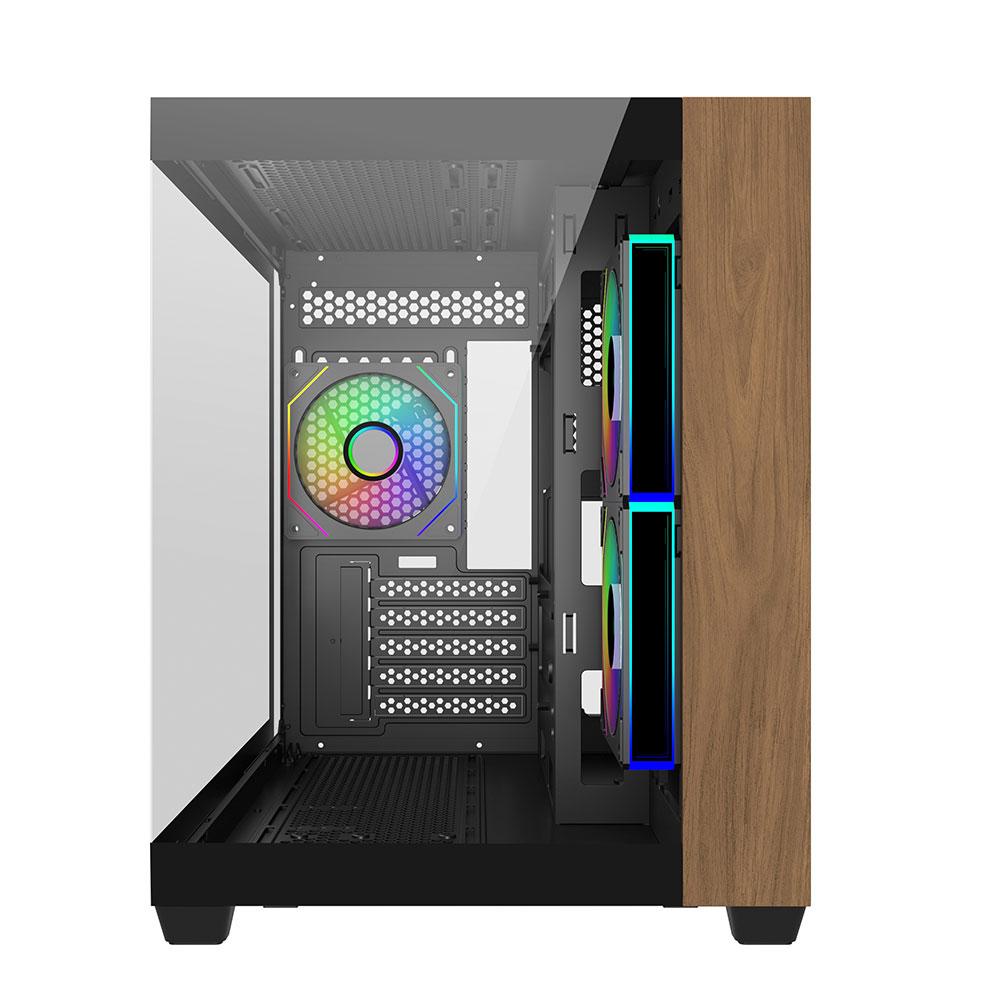 A large main feature product image of Cooler Master Elite 481 Wood Dual-Chamber Micro Tower Case (Black)