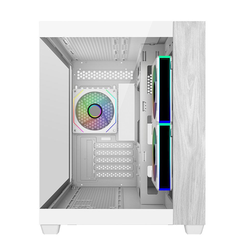 A large main feature product image of Cooler Master Elite 481 Wood Dual-Chamber Micro Tower Case (White)