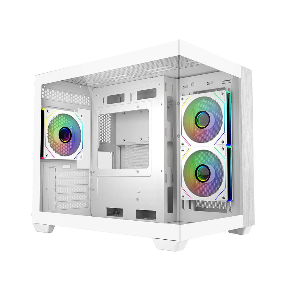 Cooler Master Elite 481 Wood Dual-Chamber Micro Tower Case (White)