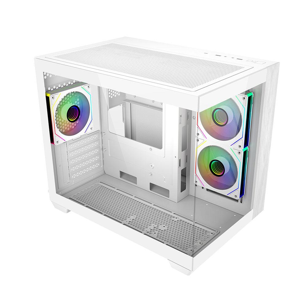 A large main feature product image of Cooler Master Elite 481 Wood Dual-Chamber Micro Tower Case (White)