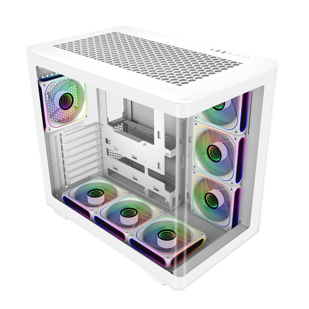 A large main feature product image of Cooler Master Elite 600 Curved Tempered Glass Mid Tower Case (White)