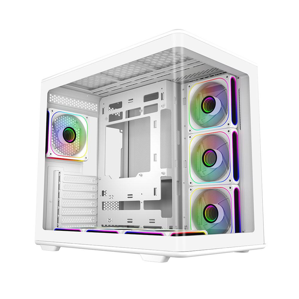 A large main feature product image of Cooler Master Elite 600 Curved Tempered Glass Mid Tower Case (White)