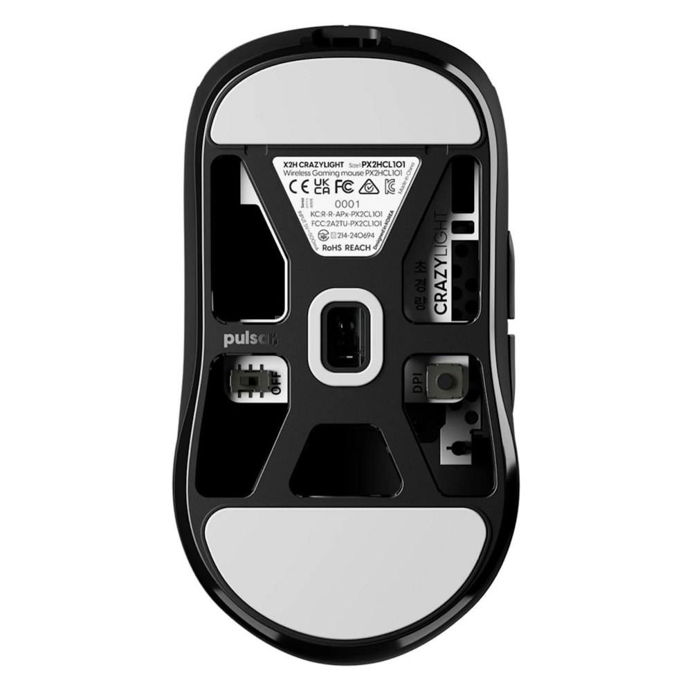 A large main feature product image of Pulsar X2H CrazyLight - 37g Ultra-Lightweight Wireless Gaming Mouse (Jet Black)