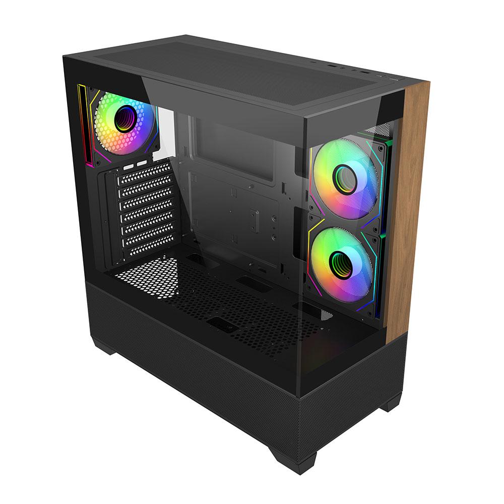 A large main feature product image of Cooler Master Elite 690 Wood Mid Tower Case (Black)