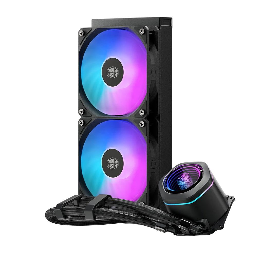 A large main feature product image of Cooler Master MasterLiquid Core Nex 240 ARGB