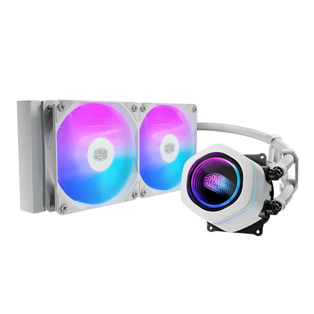 A large main feature product image of Cooler Master MasterLiquid Core Nex 240 White