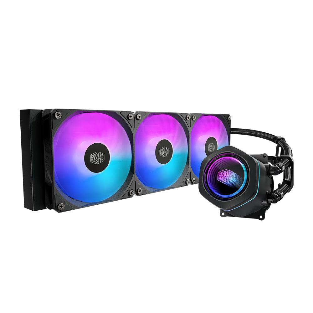 A large main feature product image of Cooler Master MasterLiquid Core Nex 360 ARGB