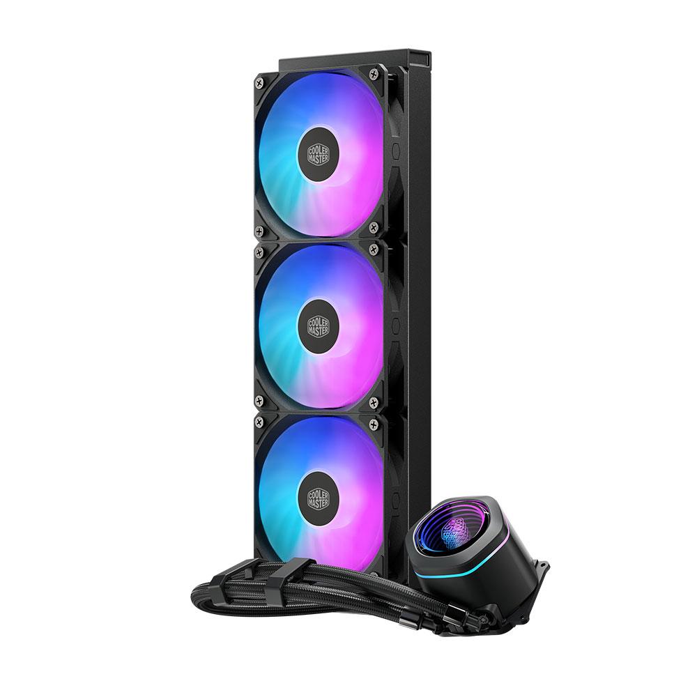 A large main feature product image of Cooler Master MasterLiquid Core Nex 360 ARGB