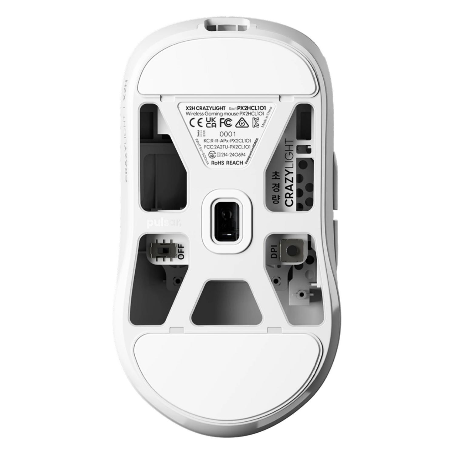 A large main feature product image of Pulsar X2H CrazyLight - 37g Ultra-Lightweight Wireless Gaming Mouse (Uyuni White)