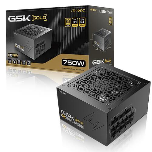 A large main feature product image of Antec GSK750 V2 750W Gold PCIe 5.1 ATX 3.1 Modular PSU