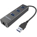 A product image of Simplecom CHN410 USB-A to 3 Port USB-A HUB w/ Gigabit Ethernet Adapter - Black