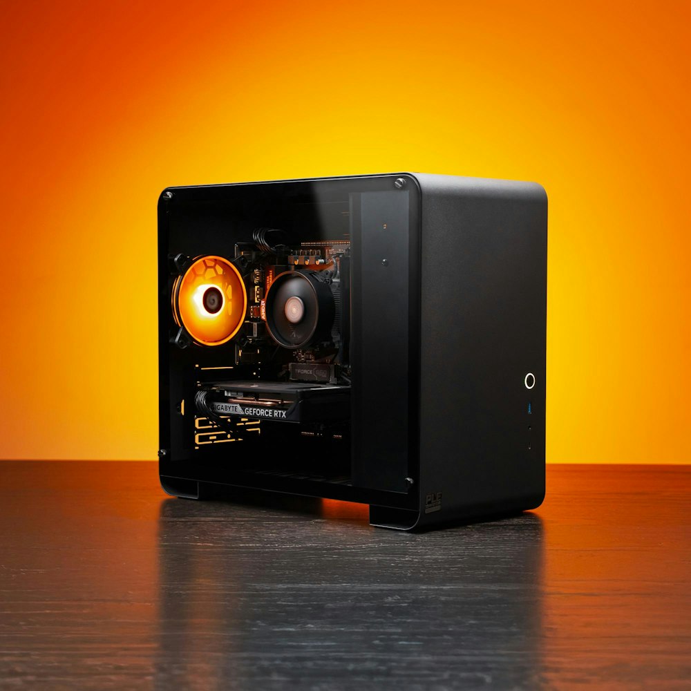 A large main feature product image of PLE Onyx RTX 5050 Prebuilt Ready To Go Gaming PC