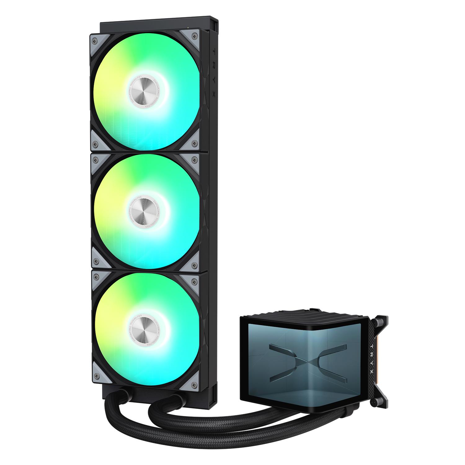 A large main feature product image of TRYX PANORAMA ARGB 360mm Liquid Cooler - Black