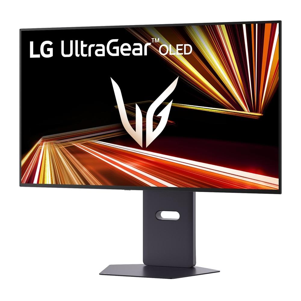 A large main feature product image of LG UltraGear GX8 OLED 32GX850A-B - 32" 4K 2160p 165Hz / 1080p 330Hz 0.03ms Gaming Monitor