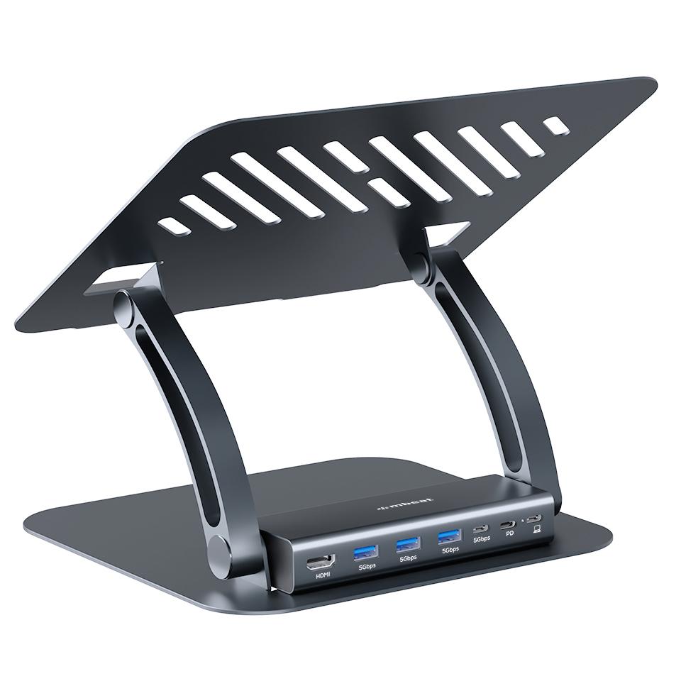 A large main feature product image of mbeat Stage P6 Laptop Stand with USB-C Dock