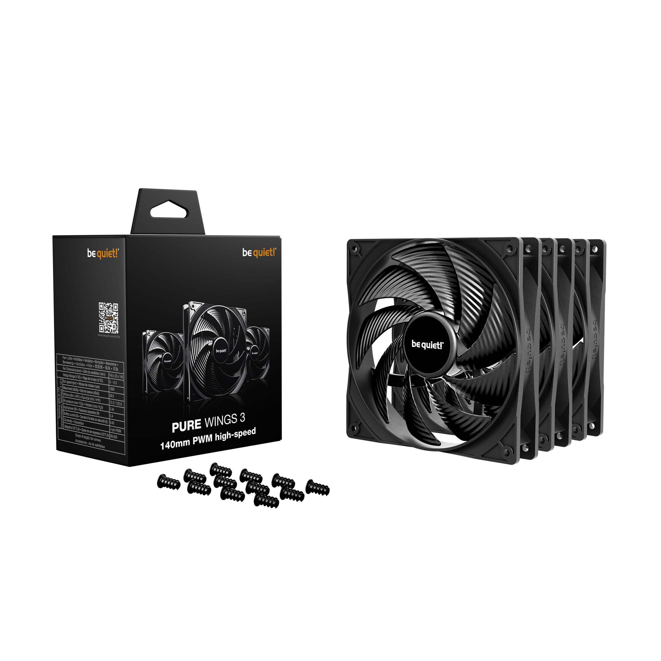 A large main feature product image of be quiet! PURE WINGS 3 140mm High-Speed PWM Fan 3-Pack