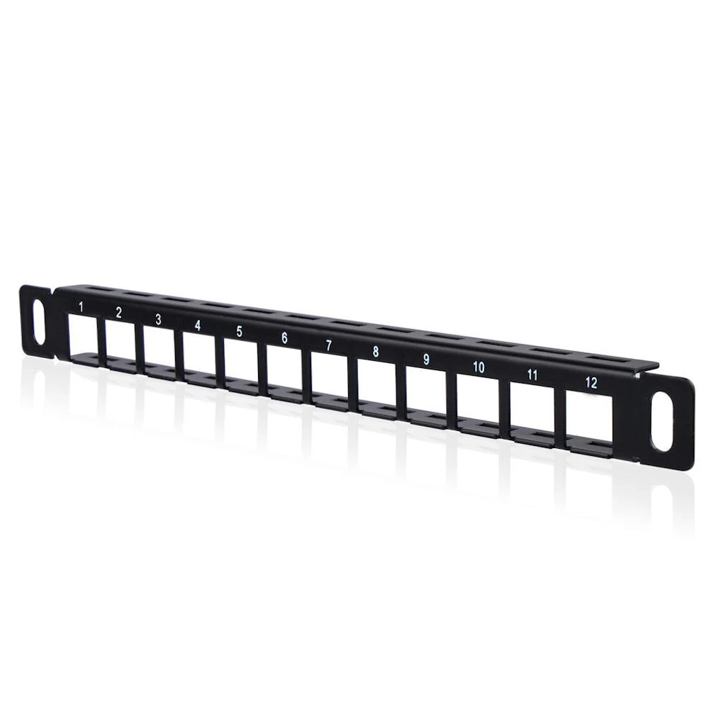 DeskPi RackMate 10" 0.5U 12-Port Blank CAT6 Keystone Patch Panel