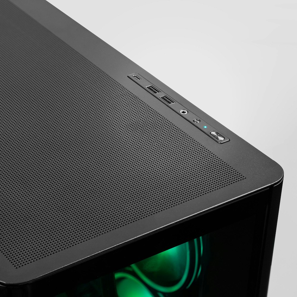 A large main feature product image of PLE Aurora RTX 5060 Ti Prebuilt Ready To Go Gaming PC