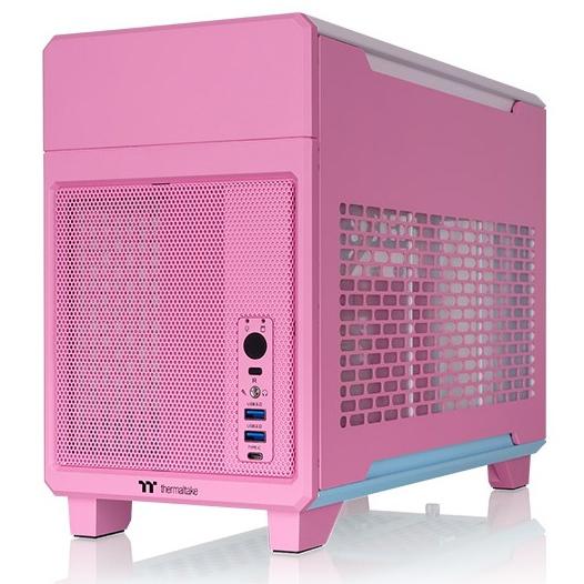 A large main feature product image of Thermaltake TR100 - SFF Mini ITX Case (Bubble Pink)